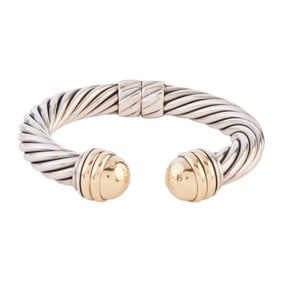 David Yurman Sterling Silver, 14k Yellow Gold Cable Classics Bracelet
