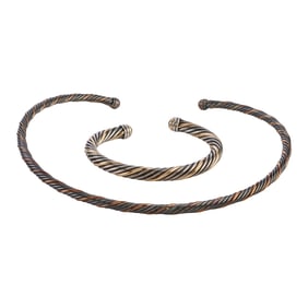 David Yurman Sterling Silver, 18k Yellow Gold Jewelry Suite