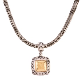 John Hardy Yellow Gold, Sterling Silver Slide Pendant Necklace