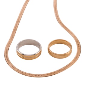 Collection of Three Yellow Gold, Platinum Jewelry Items