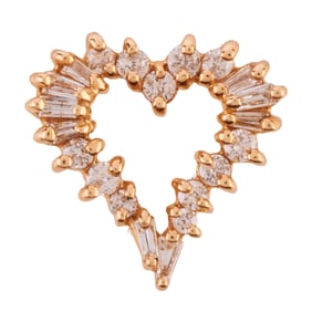 Diamond, 14k Yellow Gold Heart Pendant