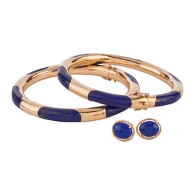 Gump's Lapis Lazuli, 14k Yellow Gold Jewelry Suite