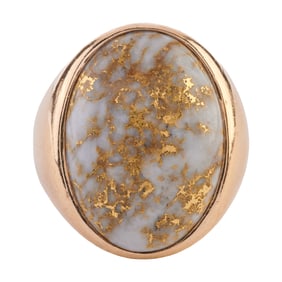 Men's Gold-n-Quartz, 14k Yellow Gold Ring