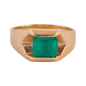 Emerald, 14k Yellow Gold Ring