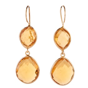 Pair of Citrine, Vermeil Earrings