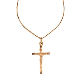 18k Yellow Gold Crucifix Pendant Necklace