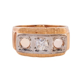 Men's Diamond, 14k Yellow and White Gold Ring