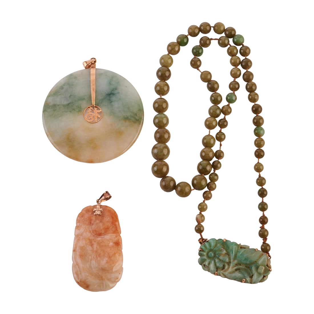 Collection of Three Jade, 14k Yellow Gold Jewelry Items (1 of 6)