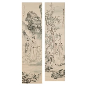 Attributed to Wang Hua'nan: Two Chinese Hanging Scrolls
