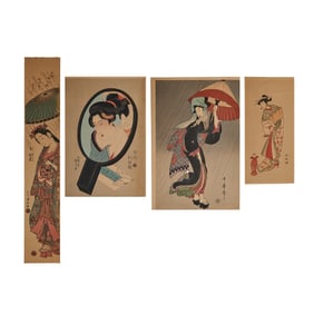 Four Japanese Woodblock Prints of Ladies