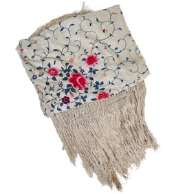 Chinese Silk Embroidered Shawl