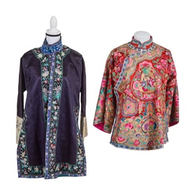 Two Chinese Silk Embroidered Jackets