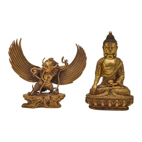 Two Sino Tibetan Deity Statues