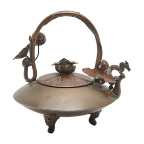 Chinese Mixed Metal Teapot with Qilong and Lotus Motifs