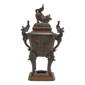 Japanese Bronze Censer with Cover