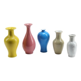 Lot of Five Chinese Monochrome Porcelain Vases