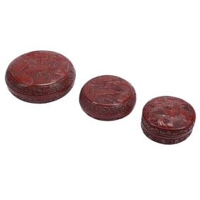 Three Chinese Cinnabar Boxes