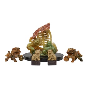 Group of Five Chinese Carved Stone Figures