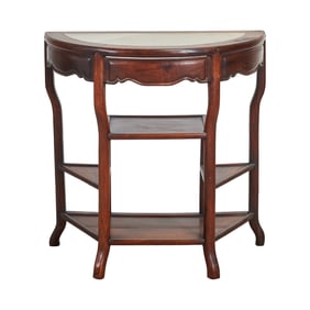 Chinese Marble Top Demilune Side Stand