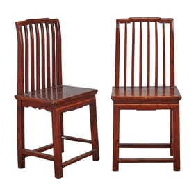 Set of Six Ming Style Hardwood Spindle Back Chairs