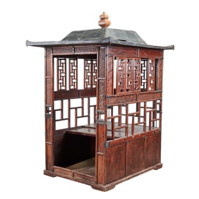Large Chinese Wood Sedan Chair with Poles, 20th Century