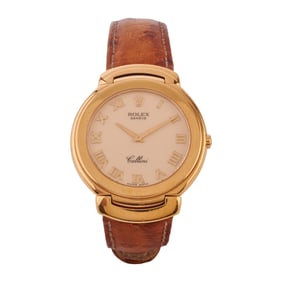 Men's Rolex Cellini 18k Yellow Gold, Leather Wristwatch - Ref. No. 6623