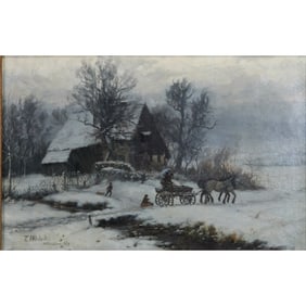 Thaddeus Welch, Winter Ride, Oil on Canvas