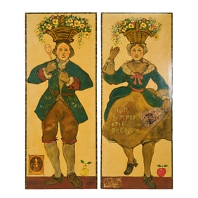 Ira Yeager, Pair of Portraits, Oil and Mixed Media on Canvas