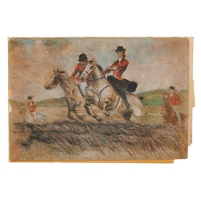 Circle of Edgar Degas, Hunting Scene, Pastel on Board