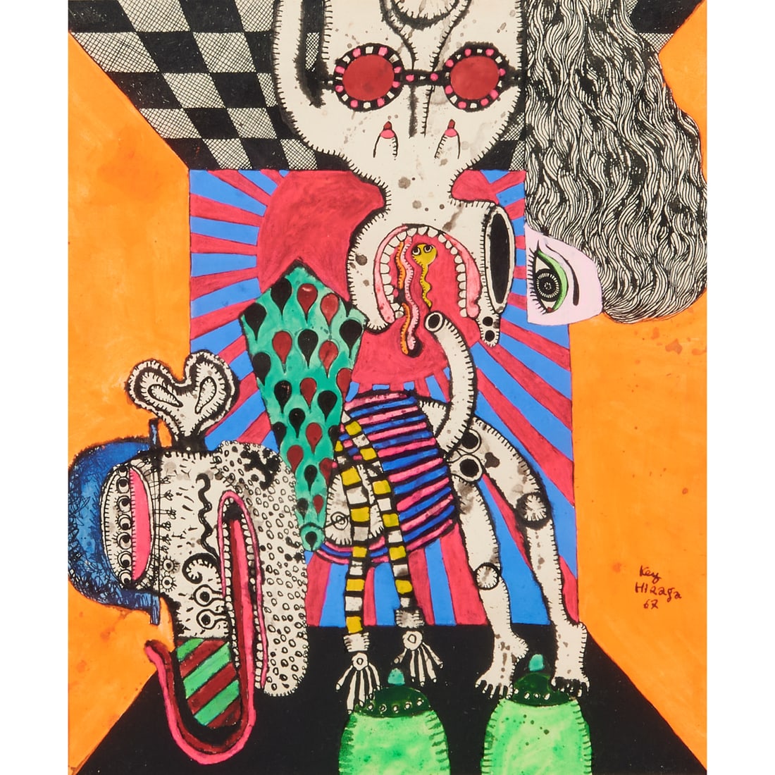 Kei Hiraga, Two Figures, Mixed Media on Paper (1 of 4)