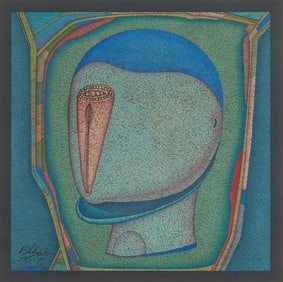 Mihail Chemiakin, African Sculpture 4, Mixed Media on Paper