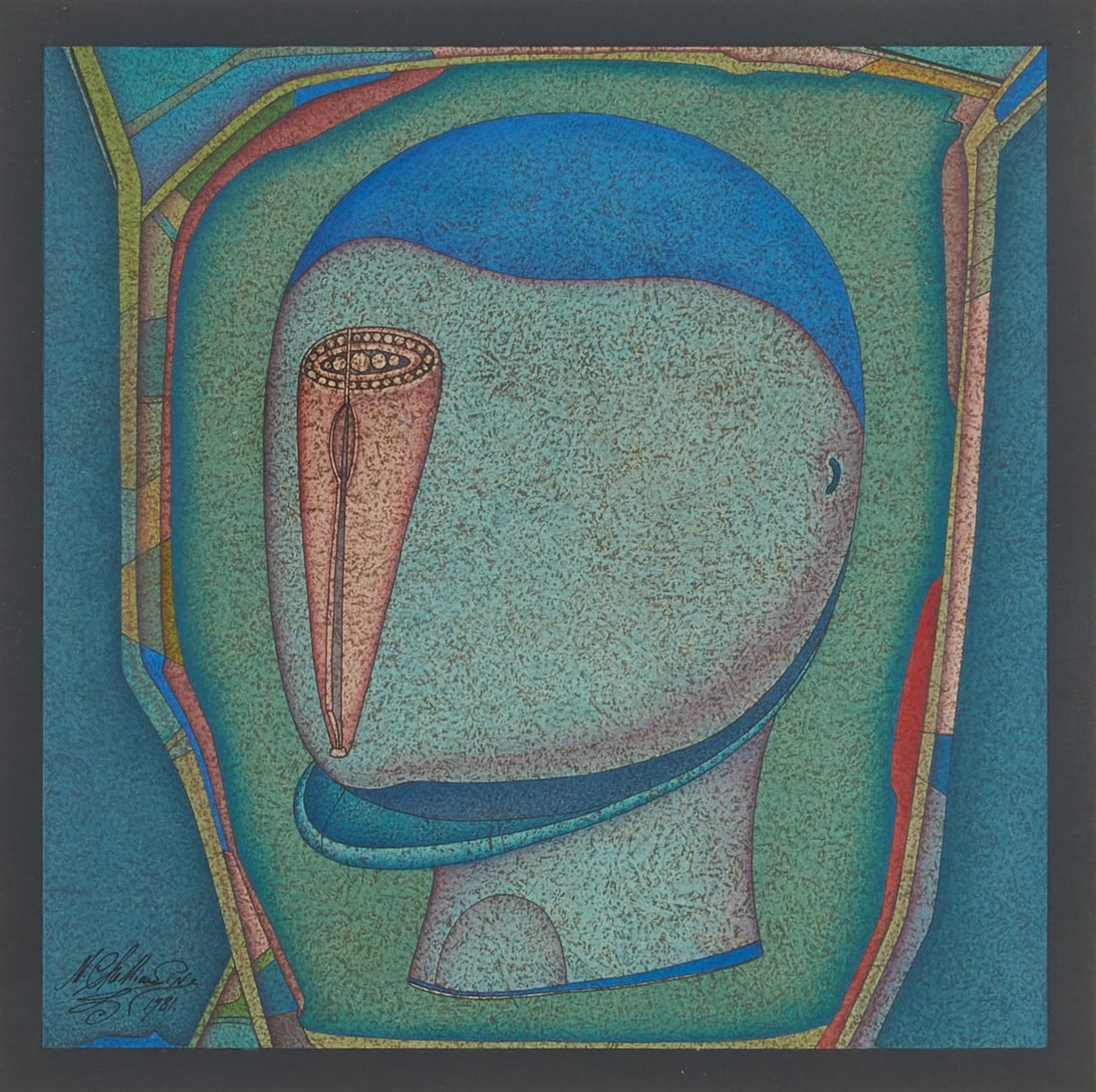 Mihail Chemiakin, African Sculpture 4, Mixed Media on Paper (1 of 4)