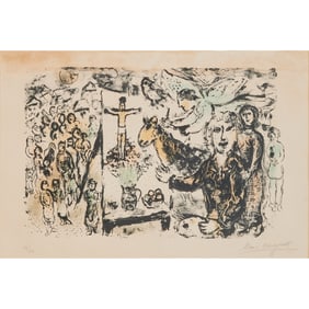 Marc Chagall, Artist and Biblical Theme, Color Lithograph