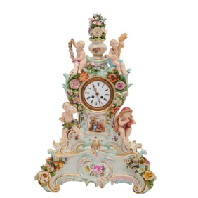 Meissen Porcelain Four Seasons Figural Clock and Stand