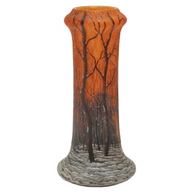 Daum Nancy Cameo Glass Winter Scene Vase