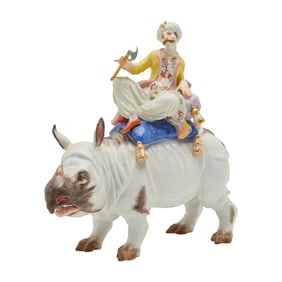 Meissen Porcelain Turk Riding Rhinoceros