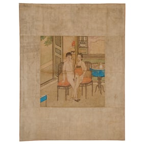 Lot of Three Chinese Erotic Shunga Silk Paintings