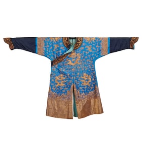 Chinese Brocade Silk Embroidered Dragon Robe