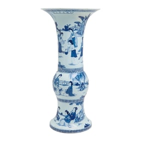 Large Chinese Ming Blue and White Figural Vase