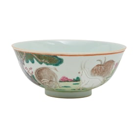 A Chinese Famille Rose Porcelain 'Goats' Bowl.