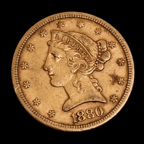 US 1880 (S) Liberty Head $5.00 Gold Coin