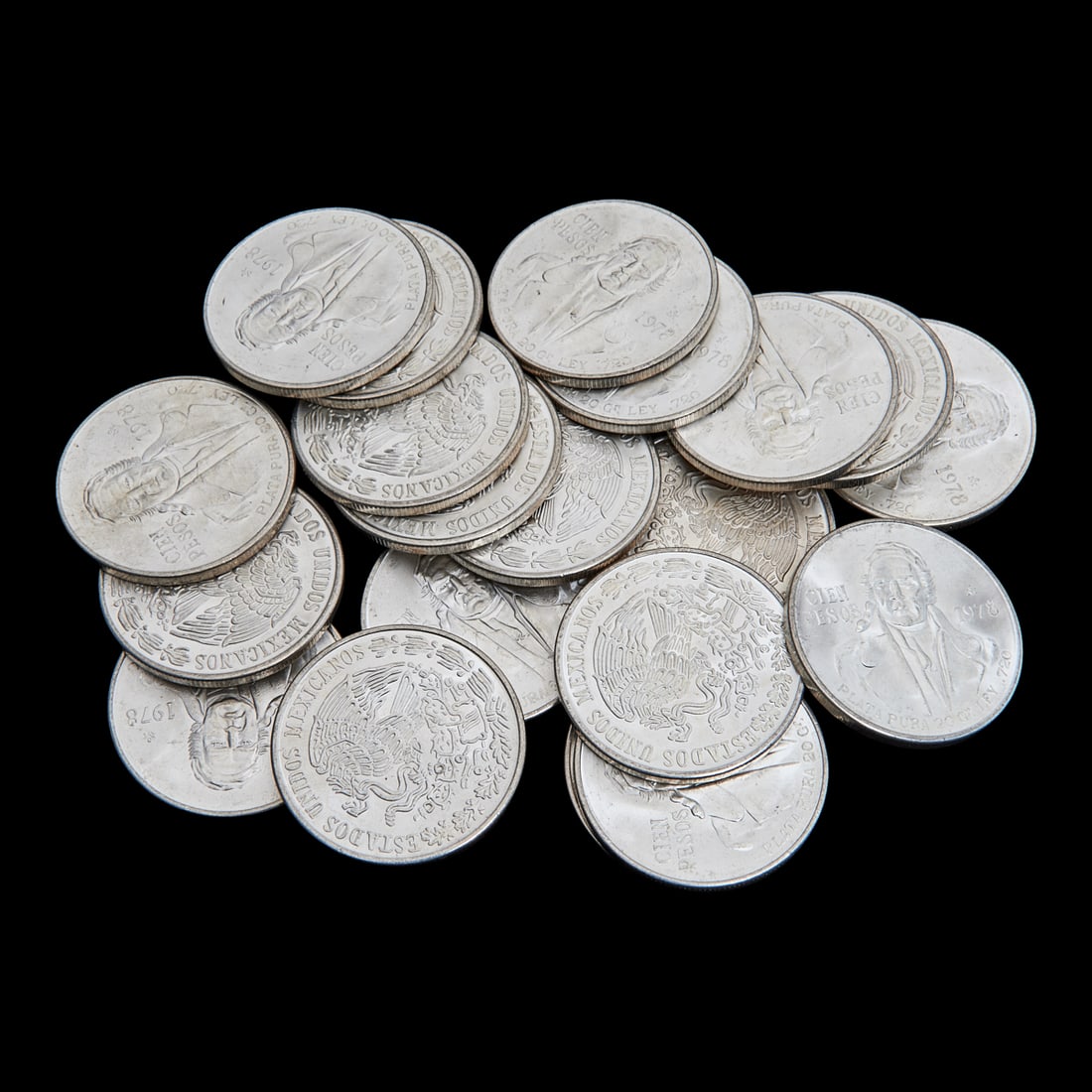 Lot of 20 Mexico 1978 Silver 100 Pesos: Lot of 20 Mexico 1978 Silver 100 Pesos.