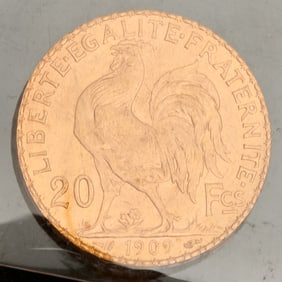 France 1909 20 Francs Gold Coin