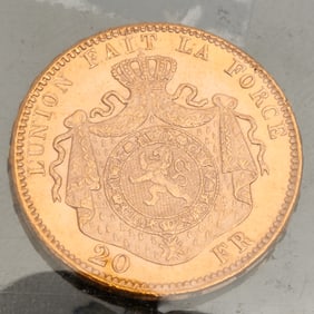 Belgium 1875 and 1876 20 Francs Gold Coins