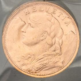 Swiss 1935 (2) 20 Francs Gold Coins