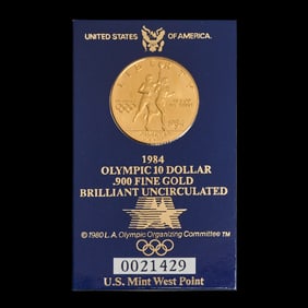 US 1984 $10.00 Olympic Gold Coin