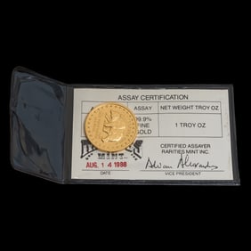 US California Gold 1986 One Ounce Gold 99.9 Fine Gold Medallion