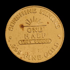US 1987 Sunshine Mining .999 Fine Gold Half Ounce Medallion