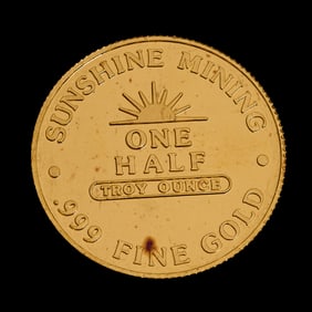 US 1987 Sunshine Mining .999 Fine Gold Half Ounce Medallion