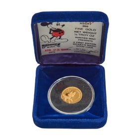 US Mickey's Magic 1/4 Ounce Gold 1987 Medallion